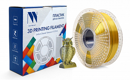 Филамент NV PRINT Silk PLA+  Black/Gold   для 3D печати диаметр 1.75мм  длина 330 метров  масса 1 кг