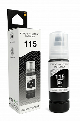 Чернила NVP 115 (NV-C13T07C14A) для Epson L8160, L8180 (70 мл) Black пигментные (в коробке) совместимые