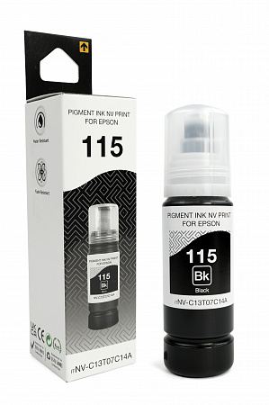 Чернила NVP 115 (NV-C13T07C14A) для Epson L8160, L8180 (70 мл) Black пигментные (в коробке) совместимые