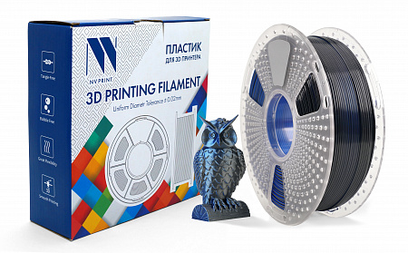 Филамент NV PRINT Silk PLA+  Black/Blue (Черный+синий)  для 3D печати диаметр 1.75мм   масса 1 кг