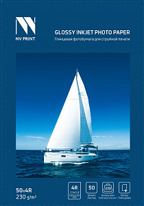 Глянцевая фотобумага для струйной печати 230 г/м2 4R(100mmx150mm) 50  листов