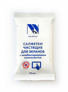 Антибактериальные салфетки для экранов NV-Office, мягкая упаковка, 153х129 мм,15шт