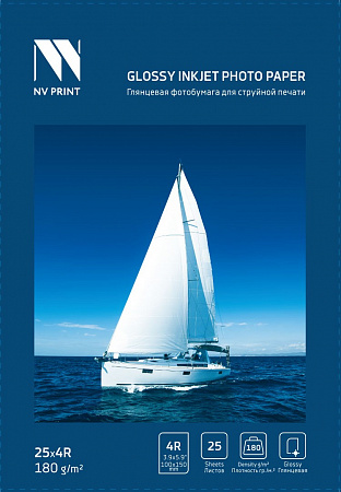 Глянцевая фотобумага для струйной печати 180 г/м2 4R(100mmx150mm) 25  листов