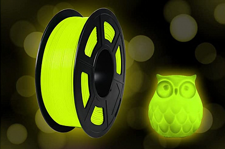 Филамент NV PRINT PLA Noctilucent (Glow In the Dark) Yellow Светящийся Желтый для 3D печати диаметр 1.75мм    масса 1 кг