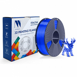 Филамент NV PRINT PLA+ Transparent Blue прозрачный синий для 3D печати диаметр 1.75мм  длина 330 метров  масса 1 кг