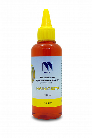 Чернила NV PRINT универсальные на водной основе для аппаратов HP (100 ml) Yellow совместимые