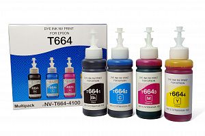 Чернила NVP T664 для принтеров Epson, набор 4 цвета по 100 мл совместимые