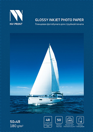 Глянцевая фотобумага для струйной печати 180 г/м2 4R(100mmx150mm) 50  листов